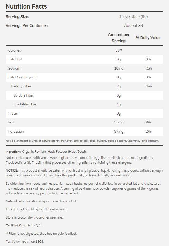 Psyllium Husk Powder/Organic - 680 grammi