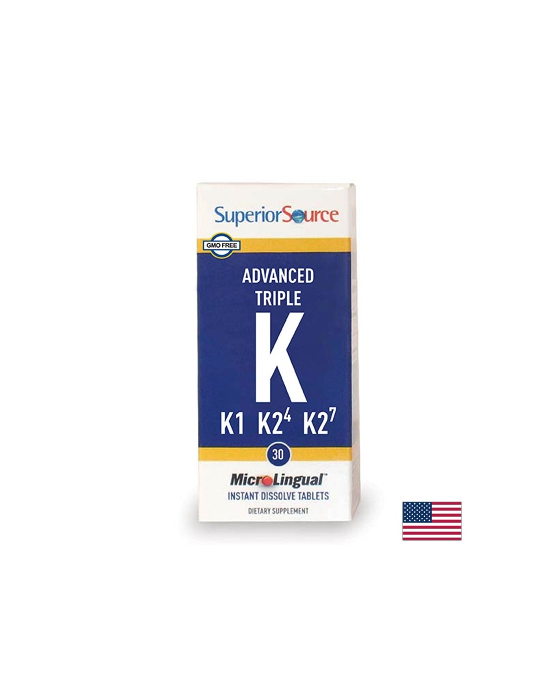 Vitamina K (K1, K2 MK-4, MK-7) - Advanced Triple K, 30 compresse sublinguali <tc>Superior Source</tc>