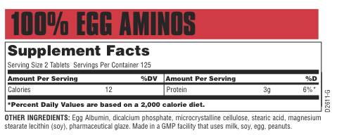 100% Uovo Amino 250 Compresse