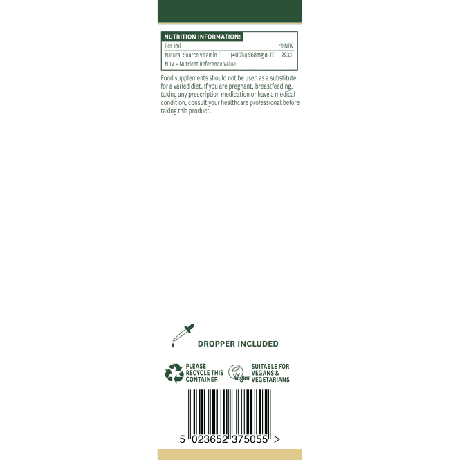 Liquido di vitamina E naturale (olio di vitamina E naturale al 100%) 20.000 UI 50 ml NaturesAid
