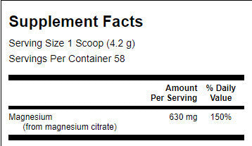 Polvere di citrato di magnesio puro al 100% - 227 grammi