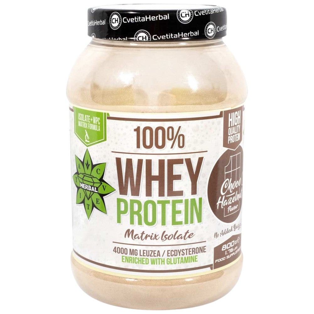Matrice di proteine isolate del siero di latte al 100% con Levzea | Cioccolato e Nocciola - 800 grammi