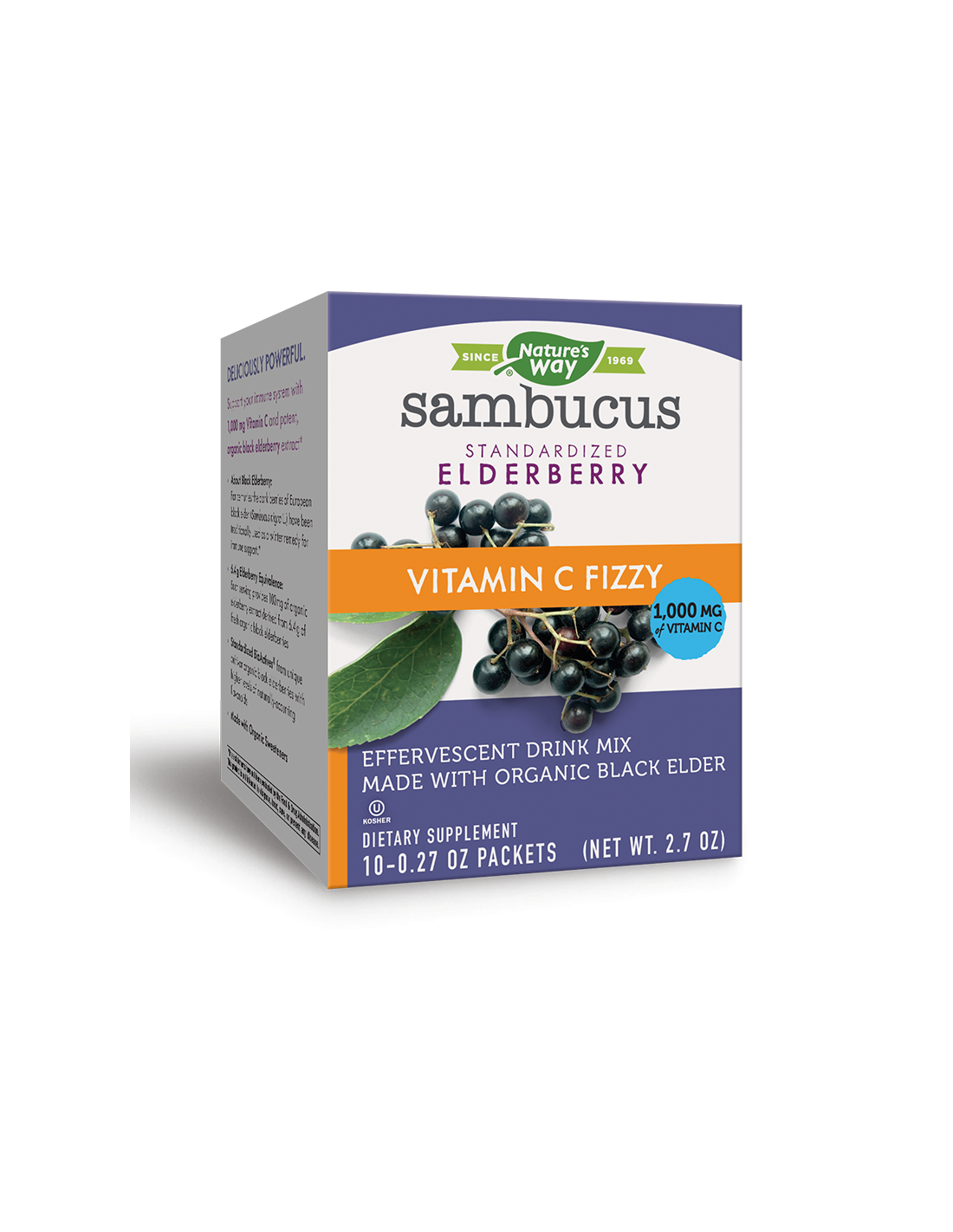 Sambucus con sambuco nero e vitamina C 1000 mg - Sambucus Vitamin C Fizzy, Bevanda effervescente, 10 buste