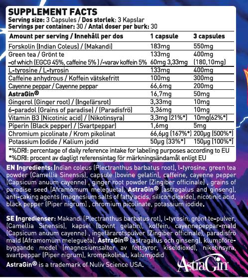 Hellfire | con forskolin, cereali di paradiso e tè verde - 90 capsule