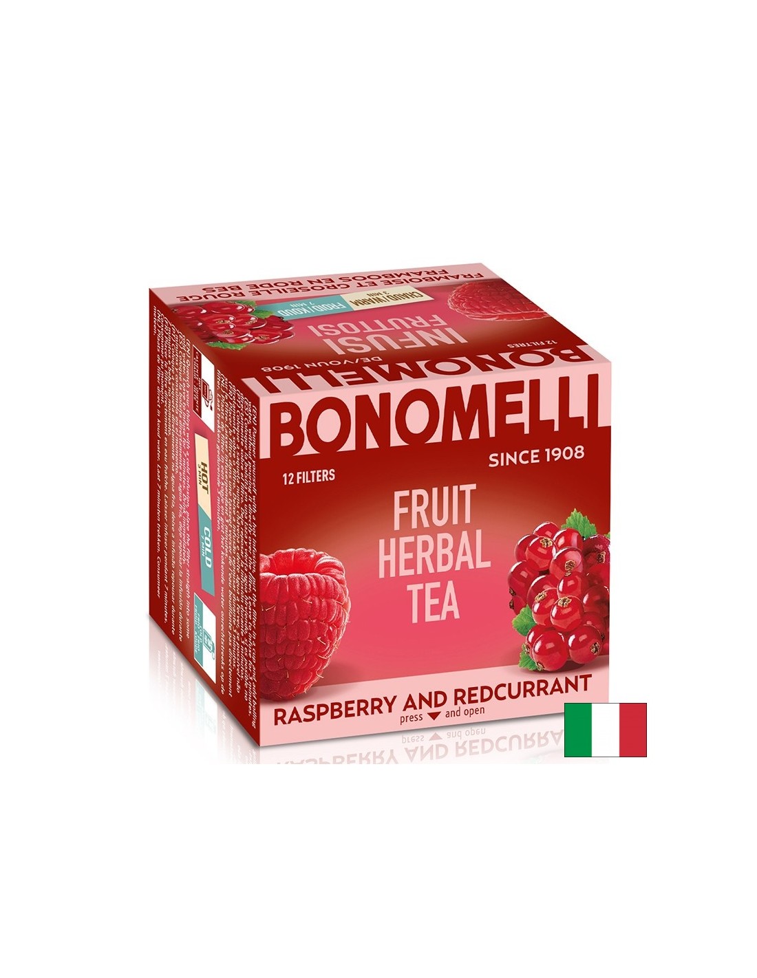 Tè alla frutta con lamponi e ribes rosso – Freschezza naturale, 12 bustine
