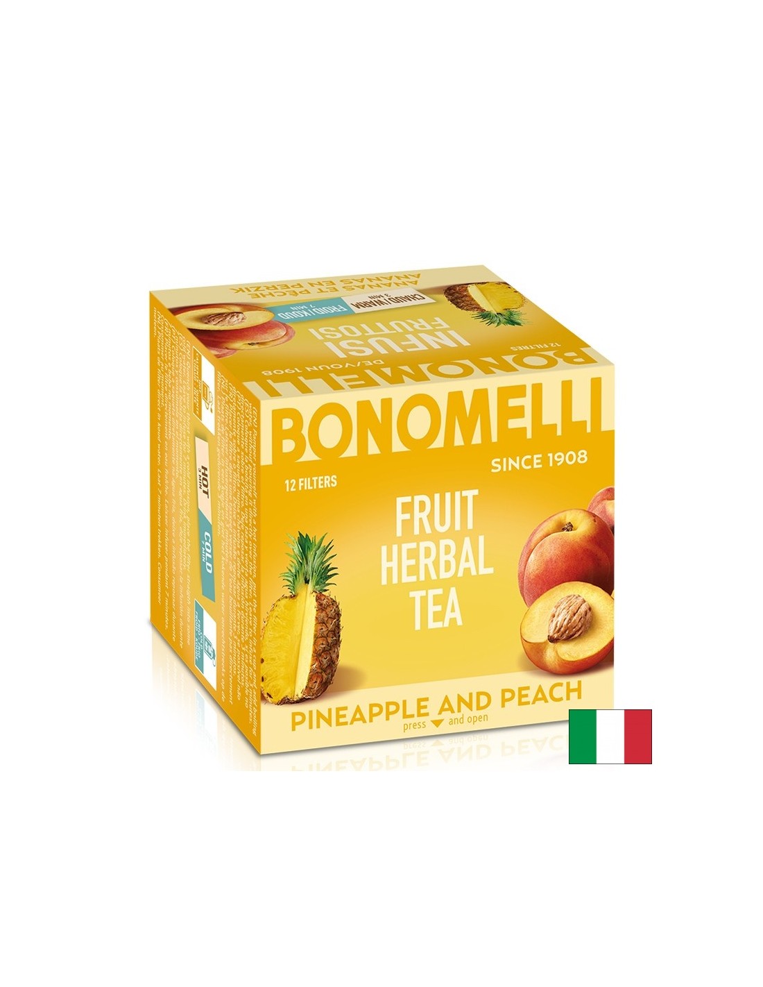 Tè alla frutta con ananas e pesca - Gusto succoso e delizia tropicale, 12 bustine
