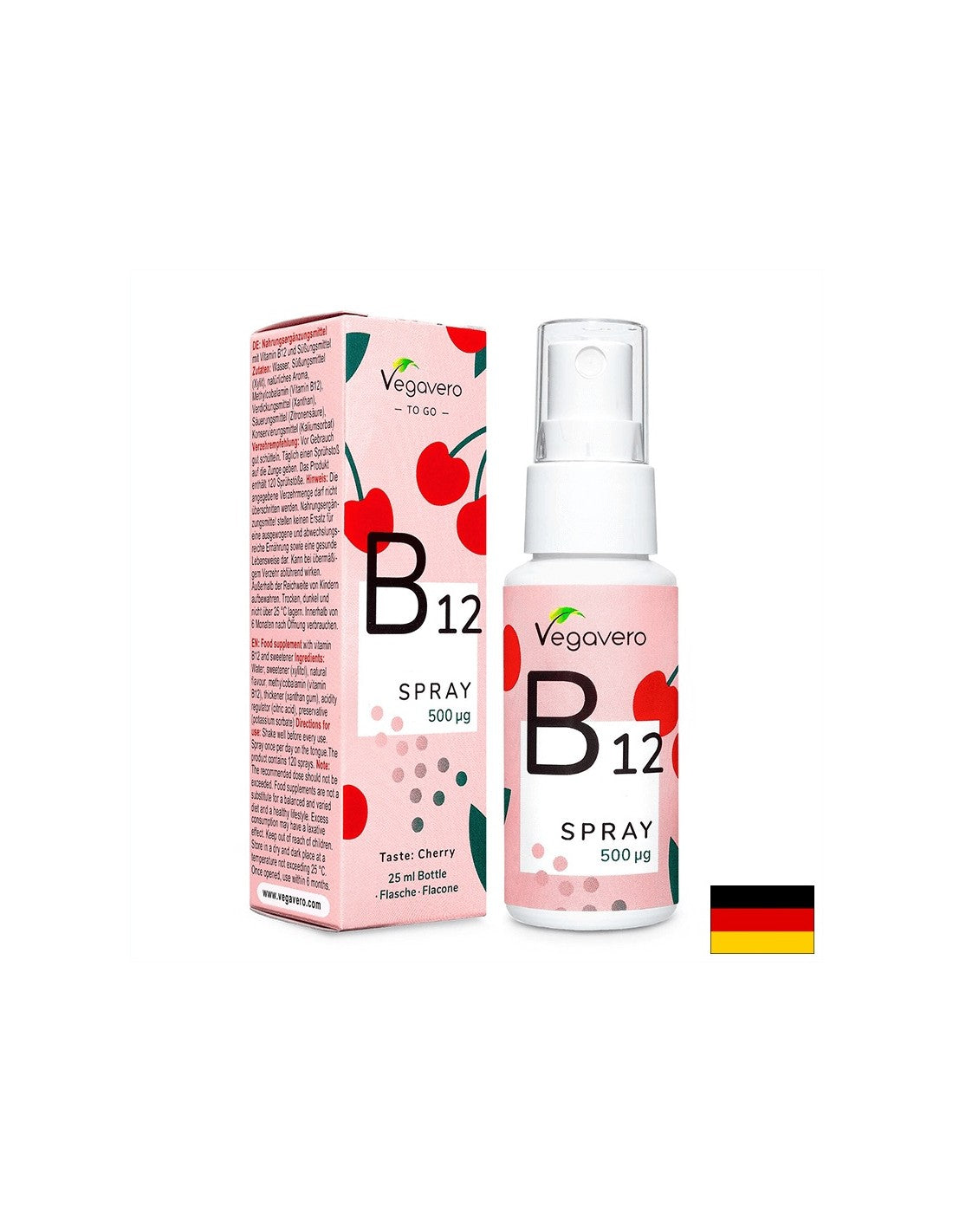 Spray B12/Vitamina B12 (Metilcobalamina)/Spray orale, 25 ml, 100% vegano <tc>Vegavero</tc>