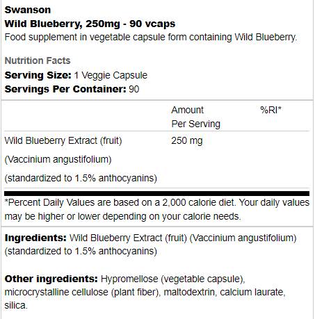 Blueberry selvaggio 250 mg 90 capsule