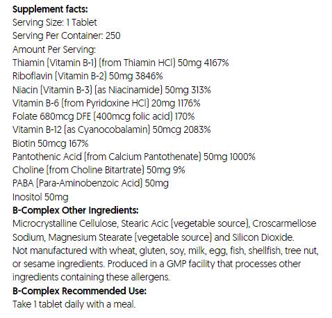 B-complesso | Salute del sistema nervoso - 250 compresse