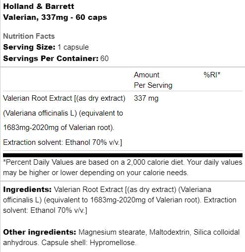 Valerian 337 mg - 60 capsule