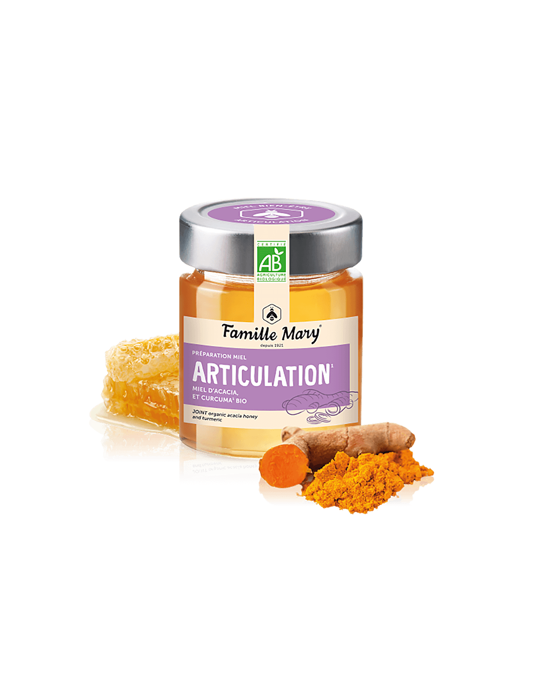 Miele d'api d'acacia + curcuma bio, 170 g