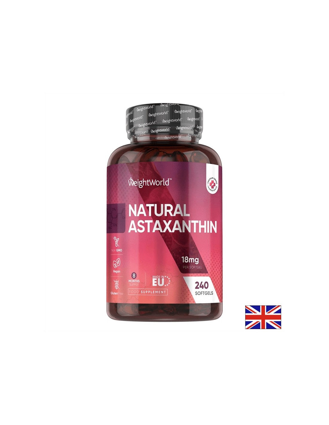 Per la vista - Astaxantina 18 mg (da microalghe), 240 capsule - Astaxantina