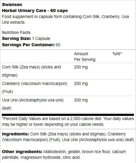 Assistenza urinaria a base di erbe 60 capsule