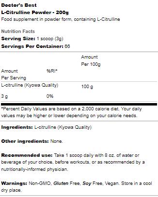 Best L -Citrulline Powder - 200 grammi