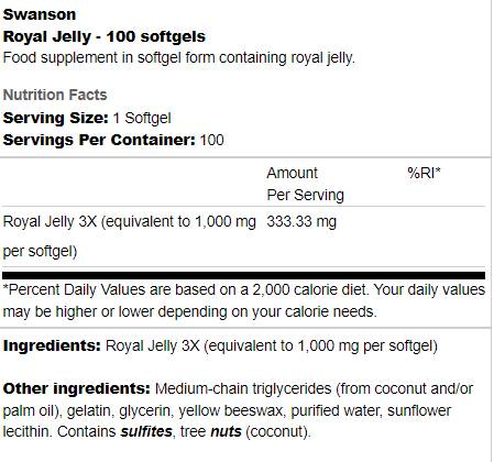 Royal Jelly 333 mg 100 capsule gel
