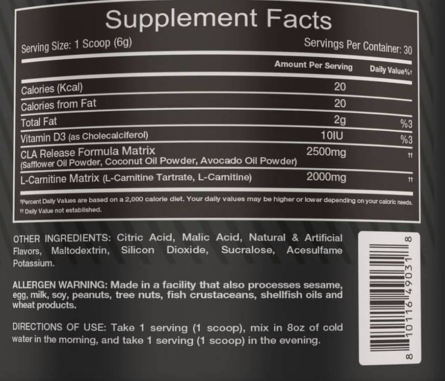 CLA + L-carnitina | Formula non stim 180 grammi