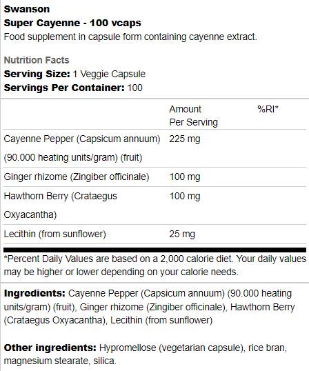 Super Cayenne | Con zenzero e cofano 100 capsule