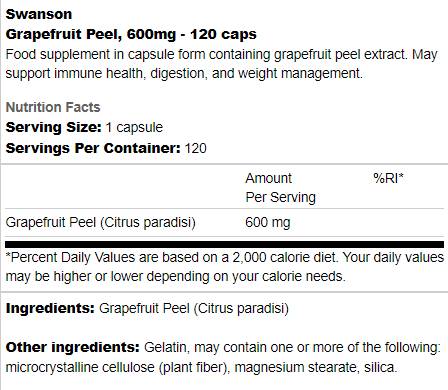 Buccia di pompelmo 600 mg 120 capsule