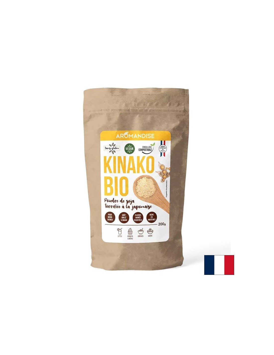 Fagioli di soia Kinako tostati, 200 g in polvere