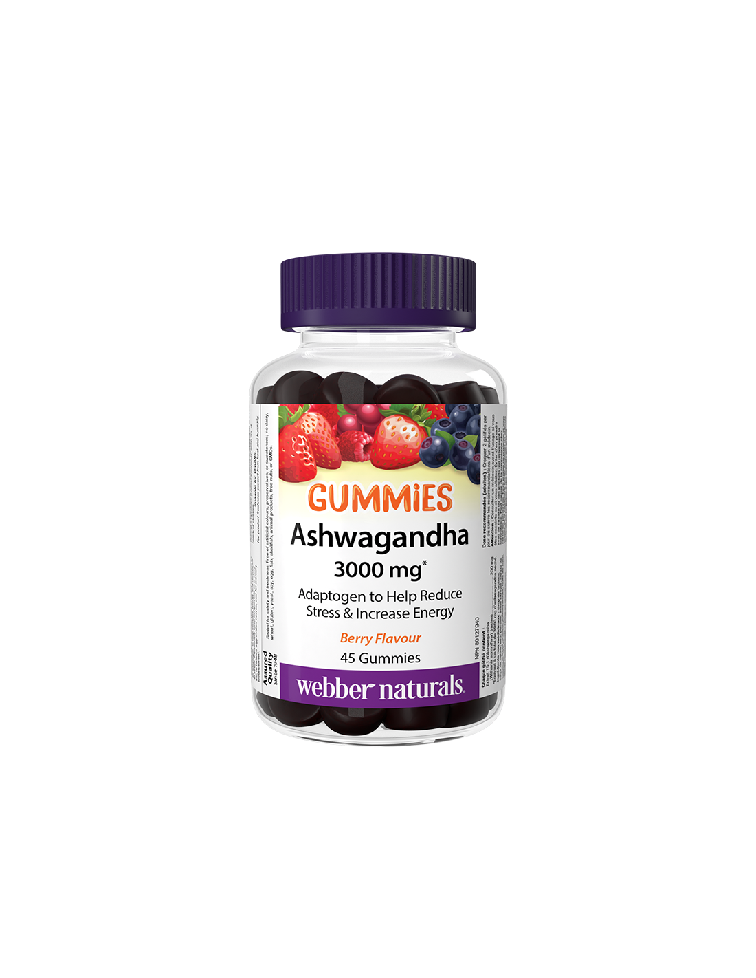 Stress e buon umore - Ashwagandha, 200 mg x 45 compresse gelatinose, gusto frutti di bosco
