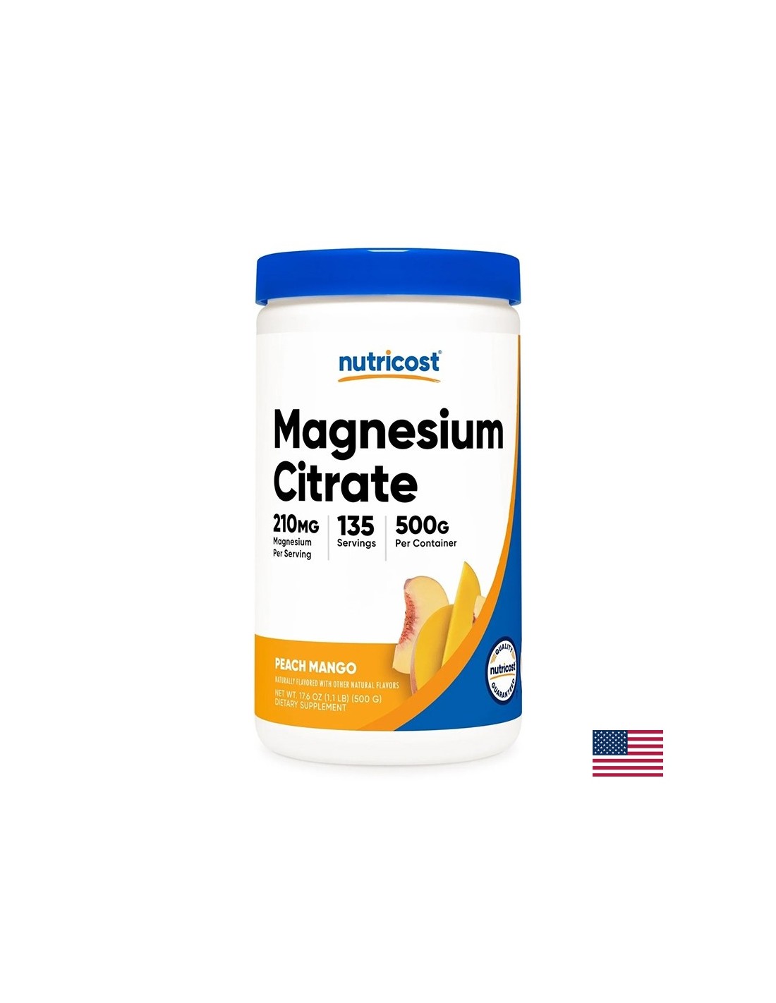 Sistema muscolare, cardiaco e nervoso - Magnesio (citrato), 210 mg x 500 g polvere, aroma pesca e mango