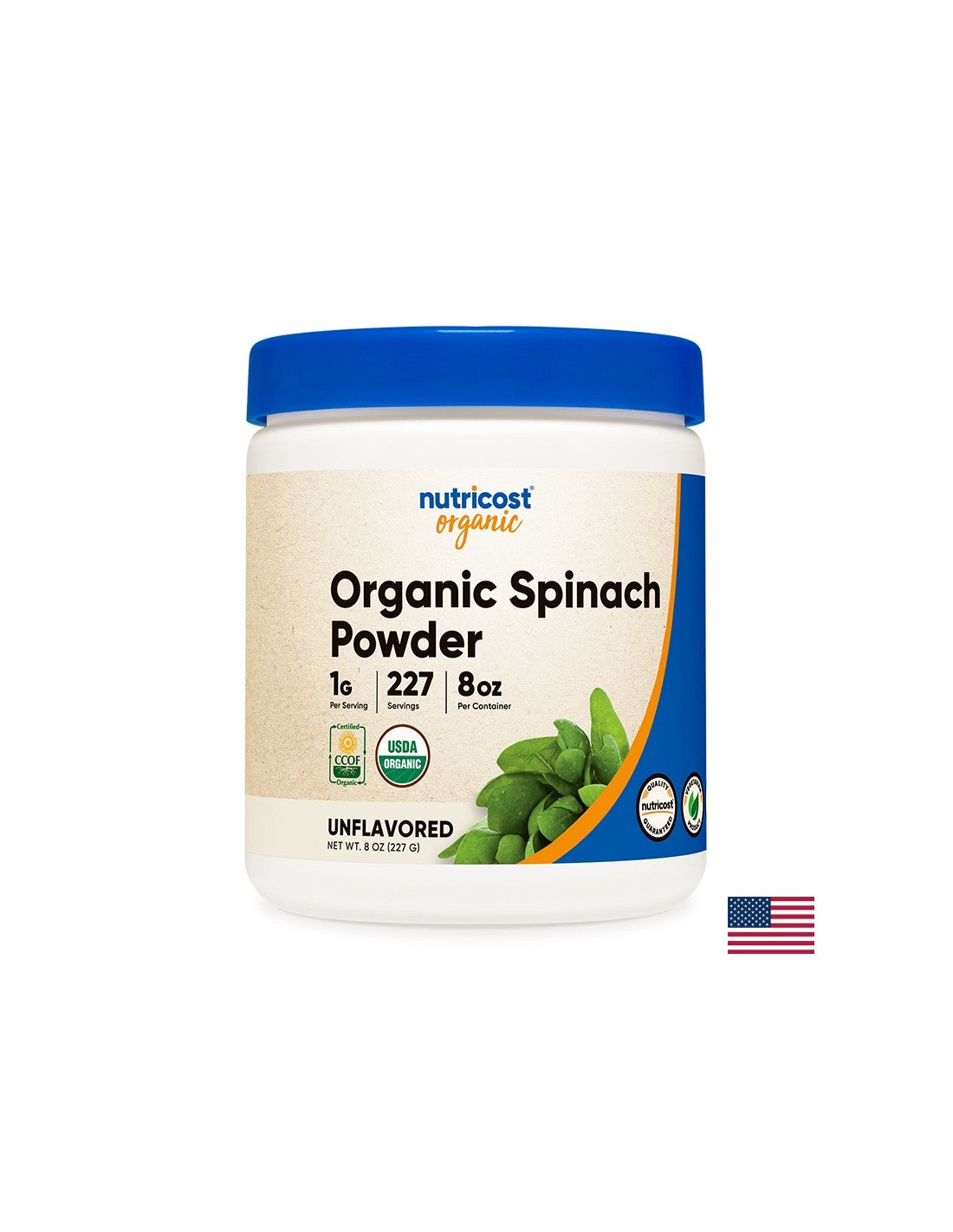Polvere di spinaci biologici - Tono, vitalità & Immunità forte, 227 g (polvere) <tc>Nutricost</tc>