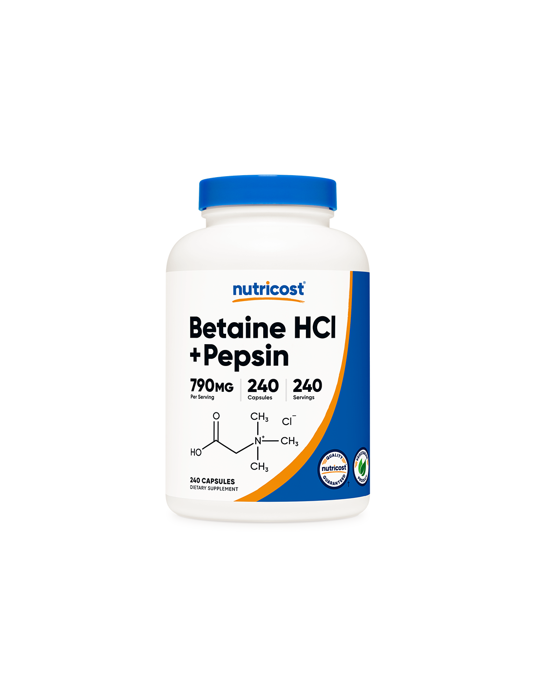Digestione - Cloridrato di betaina + pepsina, 240 <tc>Nutricost</tc> Capsule