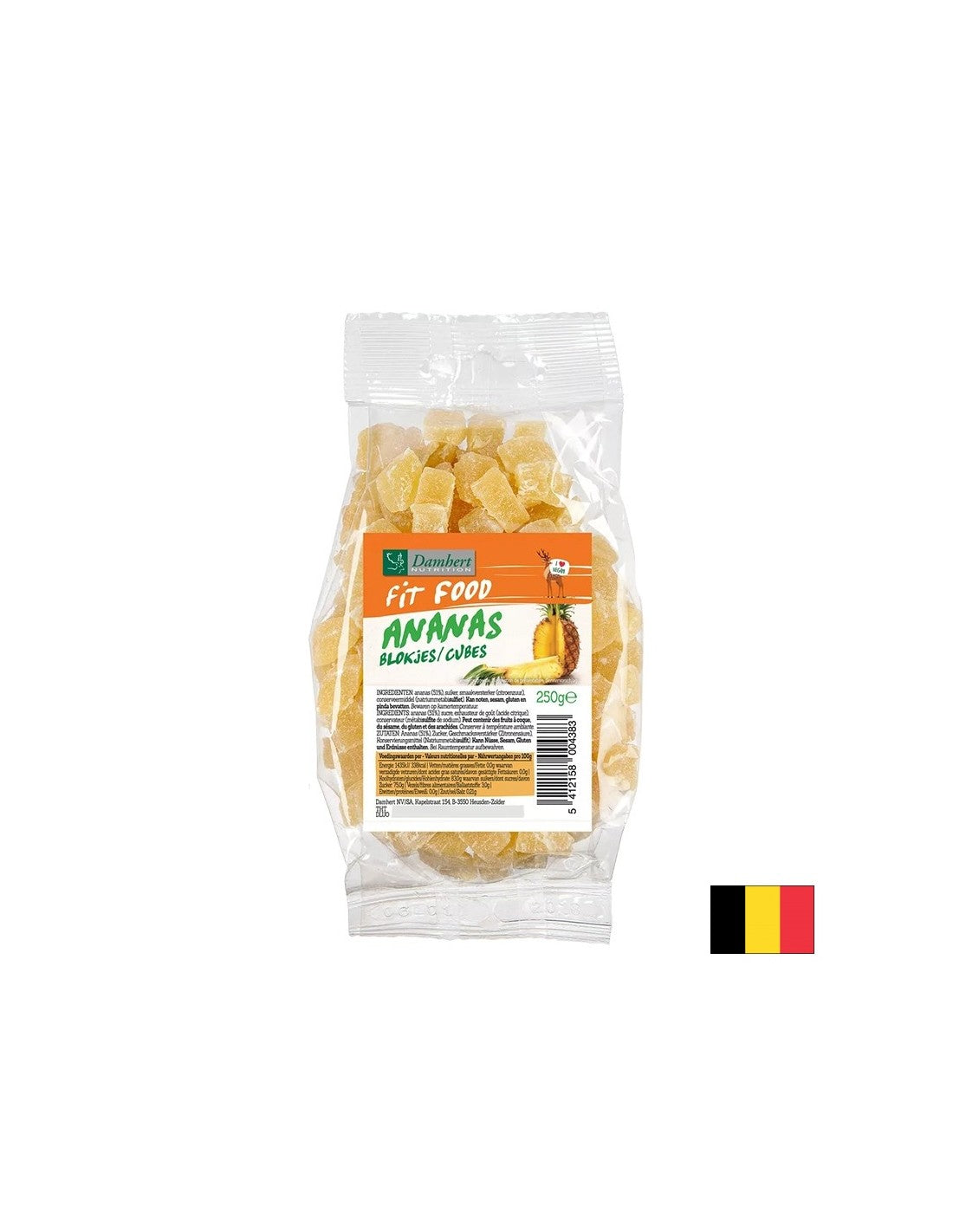 Cubi di ananas essiccati, 250 g