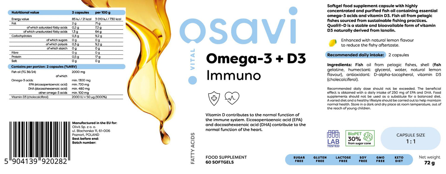 Omega -3 + D3 Immuno - 120 capsule gel