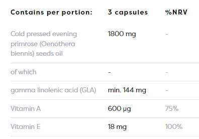 Olio di primrose 1800 mg | con vitamina A&E - 120 capsule in gel