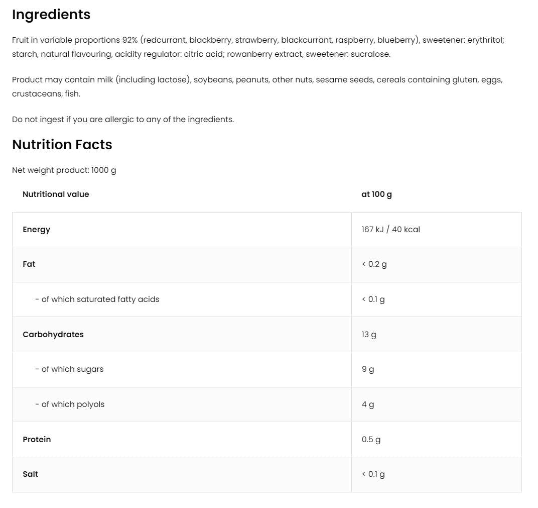 Jelly di frutta forestale | 92% di frutta reale ~ Nessun zucchero aggiunto 1000 grammi