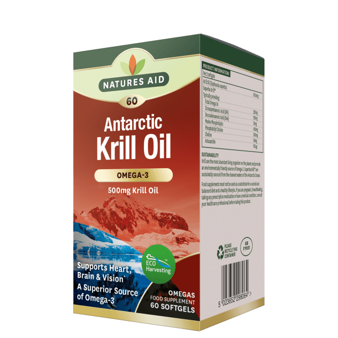 Olio Omega 3 di Krill Antartico (Antarctic Krill Oil Superba) 500mg 60 capsule molli NaturesAid