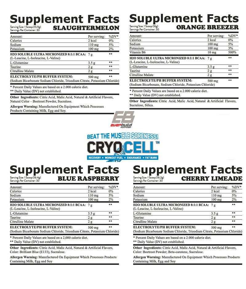 Cryo Cell BCAA 8: 1: 1/30 porzioni - 0,486 kg