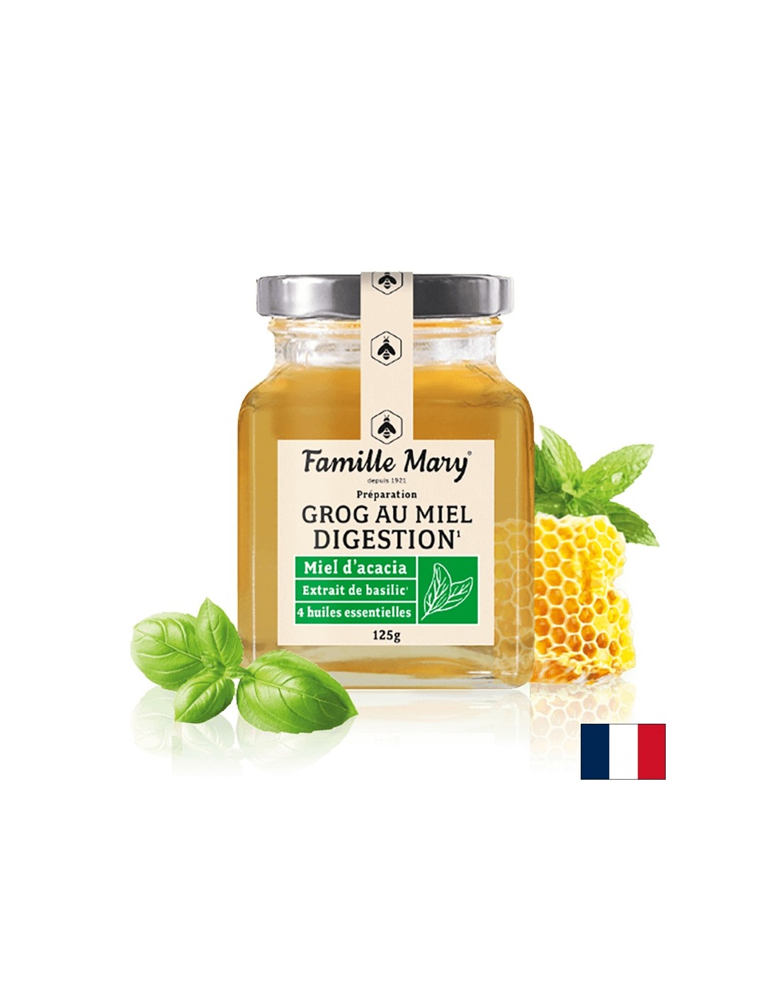 Grog per una buona digestione (con miele di acacia, 4 tipi di oli essenziali e basilico), 125 g