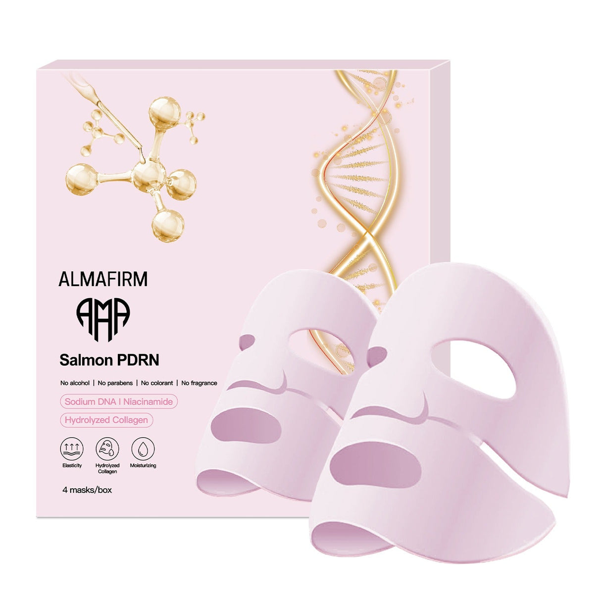 Maschera viso coreana con DNA di salmone, peptidi, collagene, pantenolo e niacinamide - scatola da 4 pezzi