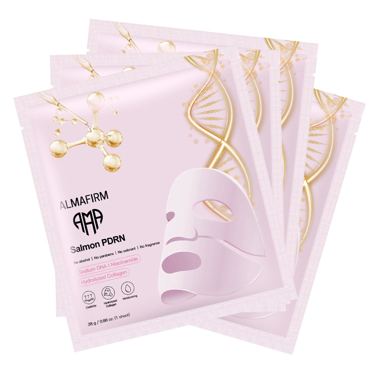 Maschera viso coreana con DNA di salmone, peptidi, collagene, pantenolo e niacinamide - scatola da 4 pezzi