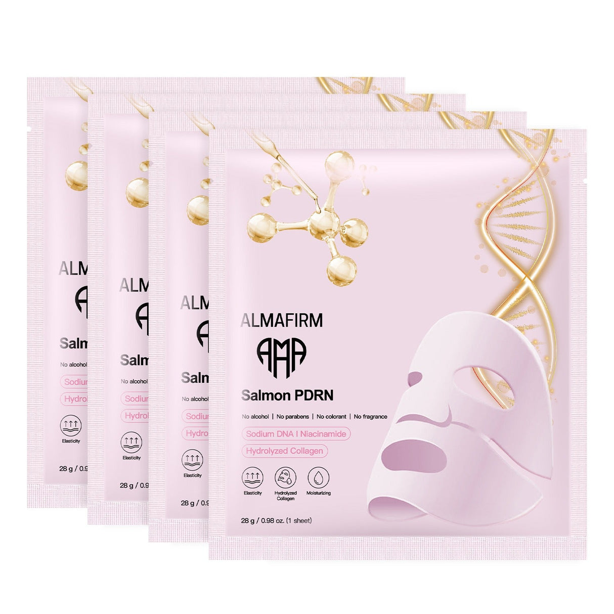 Maschera viso coreana con DNA di salmone, peptidi, collagene, pantenolo e niacinamide - scatola da 4 pezzi