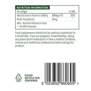 Vitamina E Naturale 400iu 60 capsule <tc>Natures Aid</tc>