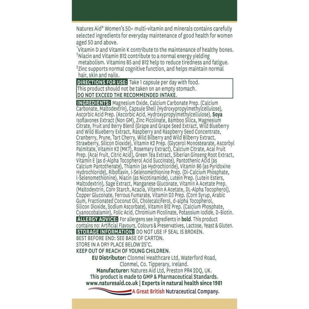 Complesso per donne 50+ (Multivitaminico per donne 50+) & Minerali) 30 capsule NaturesAid