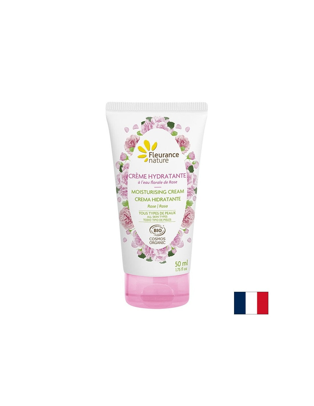 Crema mani idratante con acqua floreale di rosa damascena, 50 ml