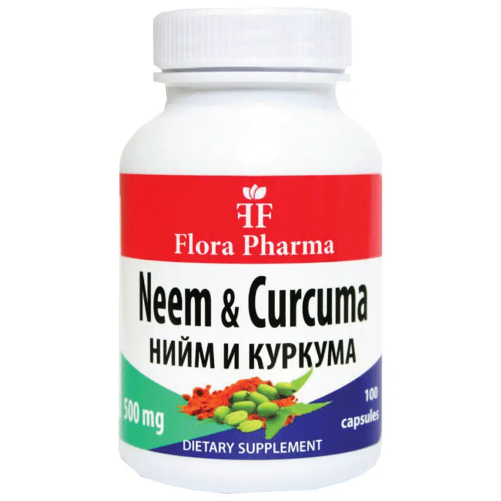 Neem e Curcuma 500 mg. /Neem & Curcuma longa/100 capsule Flora Pharma