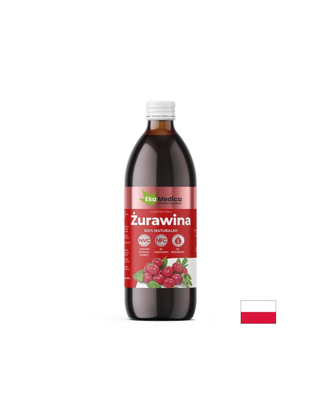Succo di mirtillo rosso con camu-camu e vitamina naturale. C - Salute e immunità urinaria, 500 ml, 10 o 20 dosi