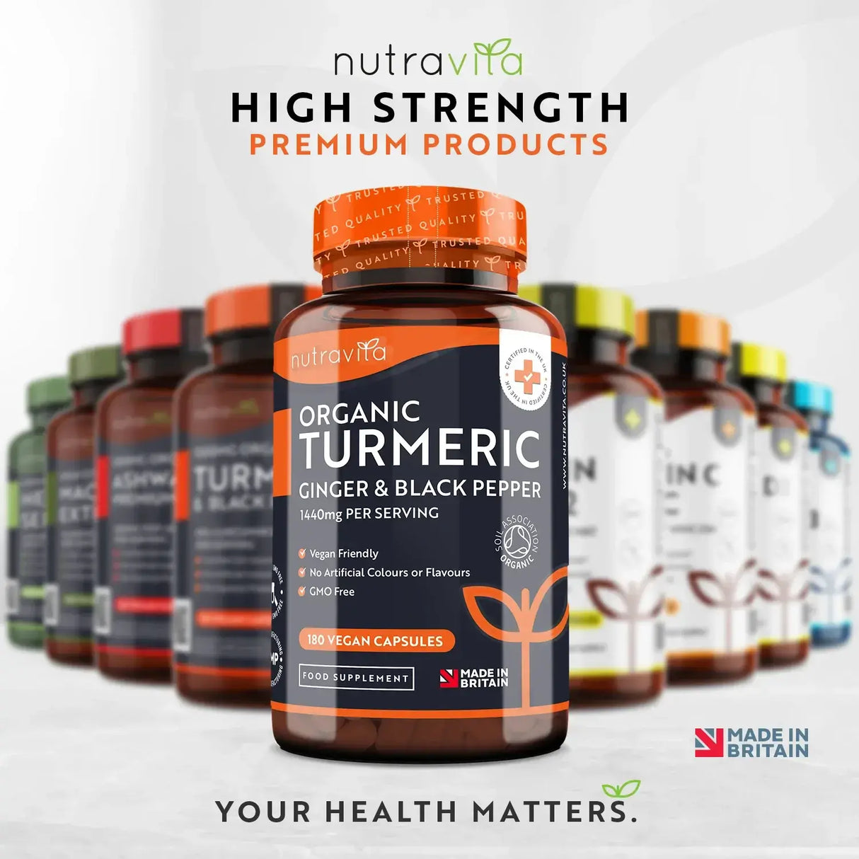 Organic Turmeric 1340mg with Black Pepper & Ginger /180 capsules, 90 doses/ Nutravita - Nutra Best Europe