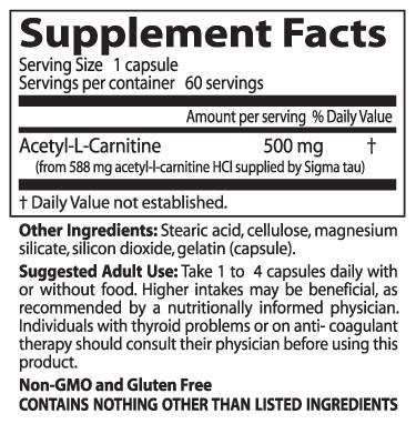 Miglior acetil-L-carnitina 500 mg-120 capsule
