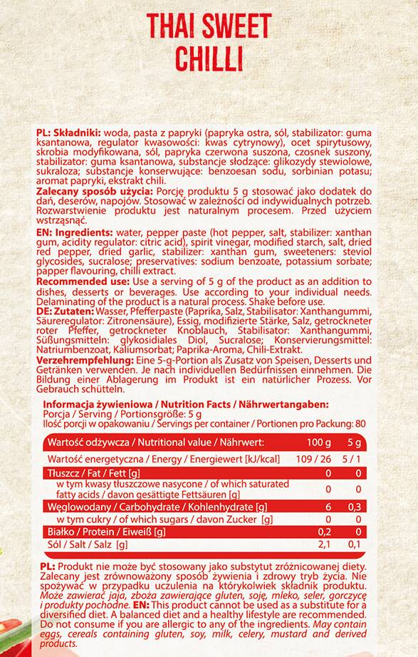 Salsa di peperoncino dolce tailandese | Calorie basse - 400 ml