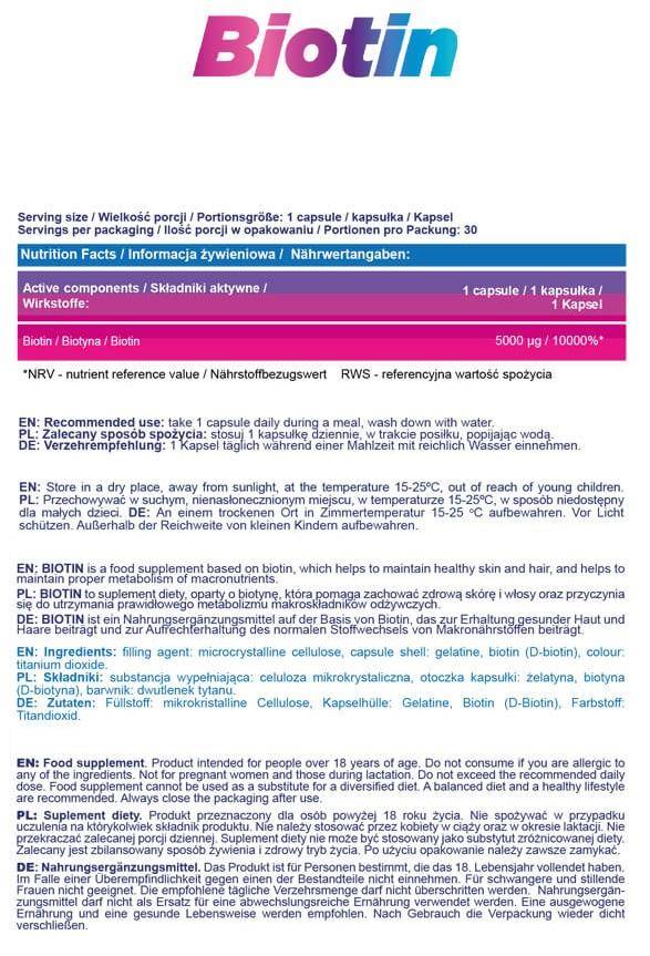 Biotina 5000 mcg - 30 capsule