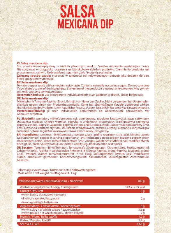 Salsa mexicana Dip - 1000 grammi