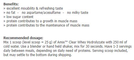 Busta idrolizzata del siero di latte chiaro 0,025 kg