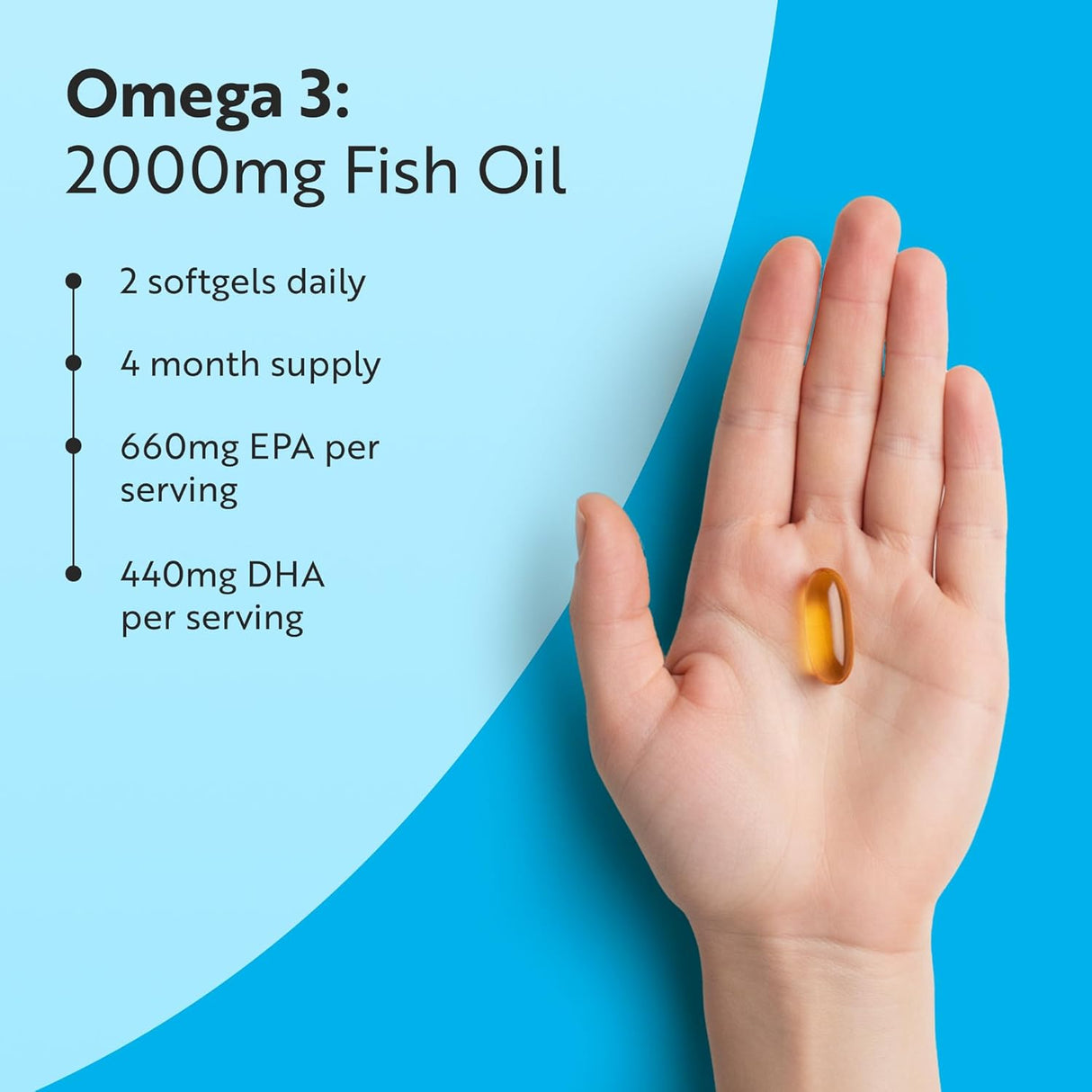 Omega 3 2000 mg /EPA 660 mg, DHA 440 mg/Olio di pesce puro /240 capsule, 120 dosi/ <tc>Nutravita</tc>
