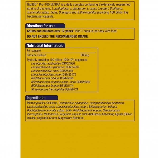 Probiotic Pro-100 ULTRA (100 Billion Bacteria) 100 billion. 30 NaturesAid Capsules - Nutra Best Europe